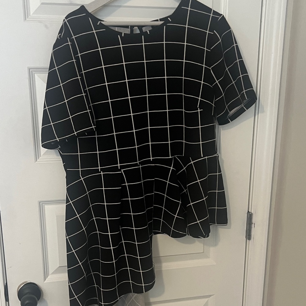 SHEIN Black Grid Pattern Blouse